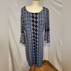 Ricki's Geometric Blue Long Sleeve Dress, Size Large